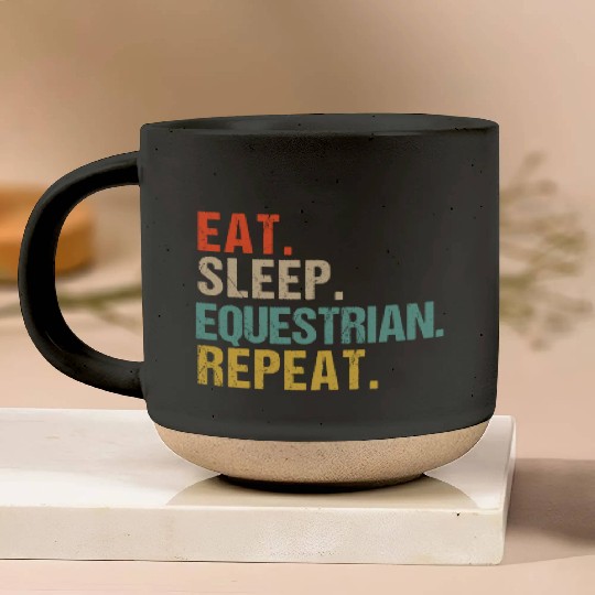 Funny Eat Sleep Equestrian Repeat Pottery Mugs