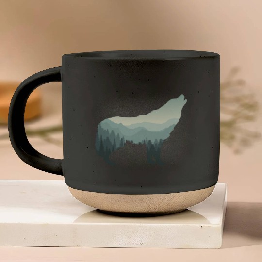 Lone Wolf Survives The Mountain Pottery Mugs