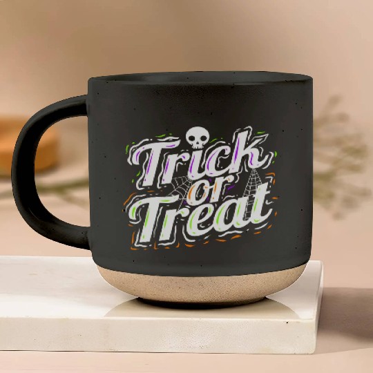 Trick Or Treat Spiderweb Halloween Pottery Mugs