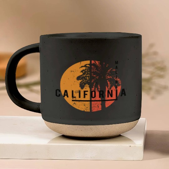 Malibu California Cool Native Palm Tree Pottery Mugs