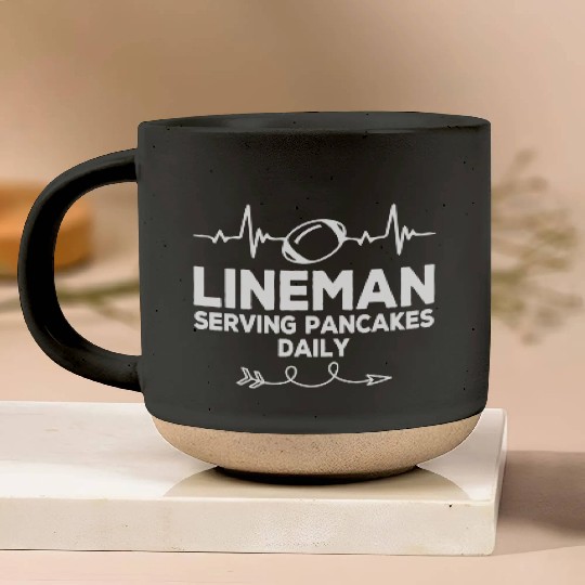 Lineman Serving Pancakes Daily Football Lovers Pottery Mugs