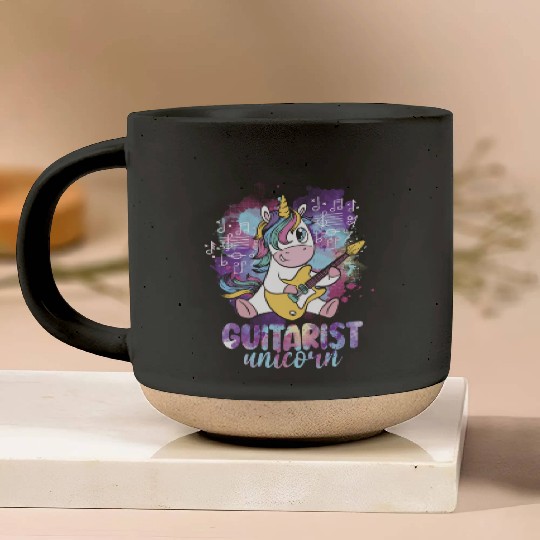 Guitarist Unicorn Music Lover Pony Musician Guitar Pottery Mugs