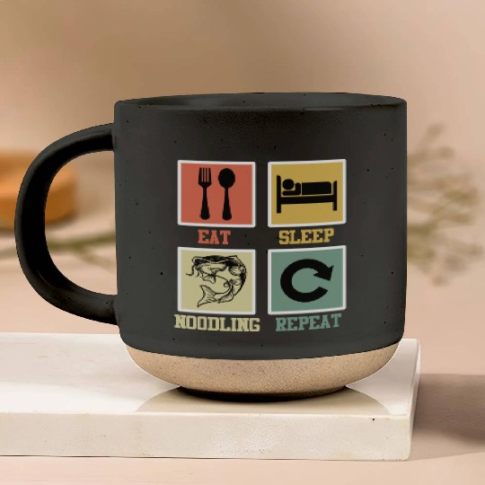 Catfish Fishing Eat Sleep Noodling Repeat Pottery Mugs