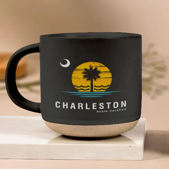 Charleston South Carolina Sc Palmetto Moon Sunset Pottery Mugs