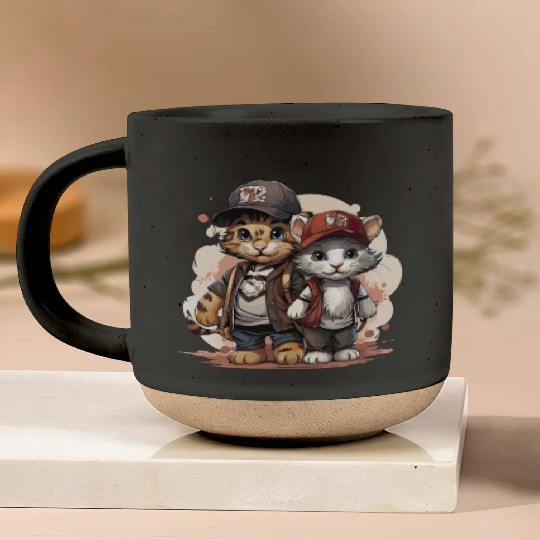 Cute Cats Going Back to School Pottery Mugs