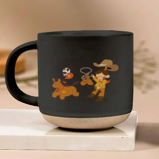 cowboy illustration Pottery Mugs