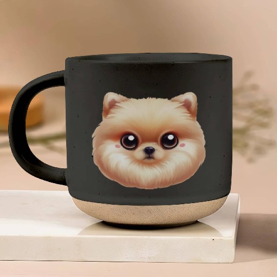 Playful Pomeranian Artwork Pottery Mugs
