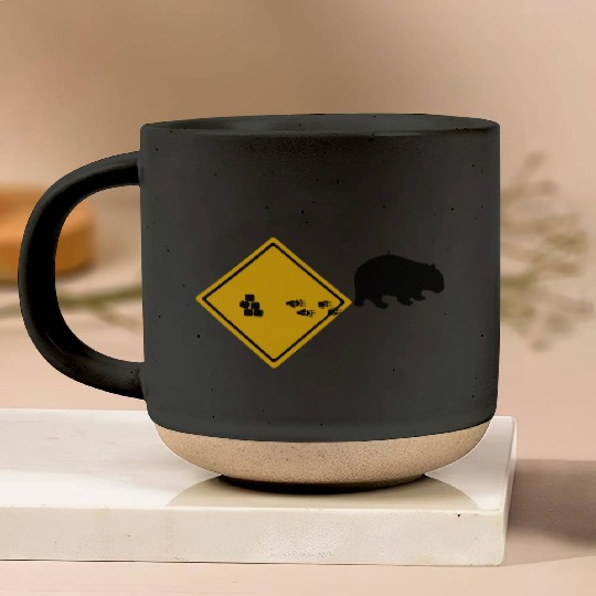 Wombat Poop Cubes Road Sign Pottery Mugs