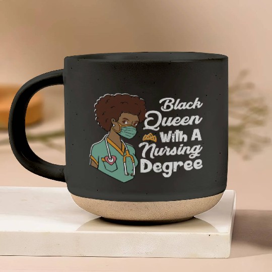 Black Queen With A Nursing Degree Pottery Mugs