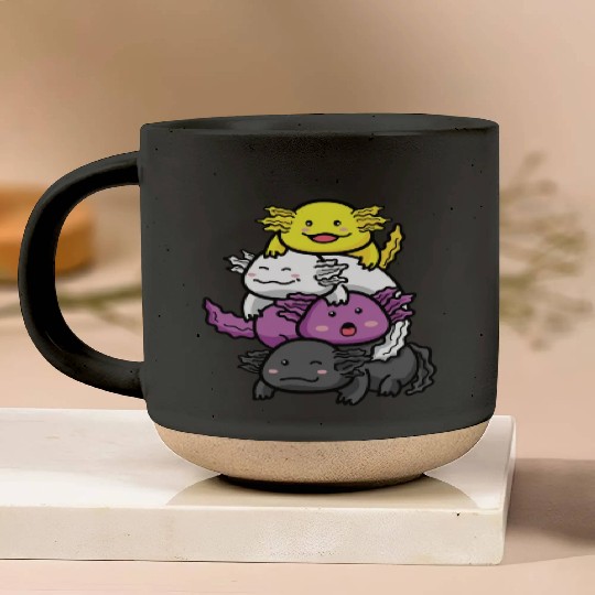 Axolotl Nonbinary Flag Kawaii Pottery Mugs