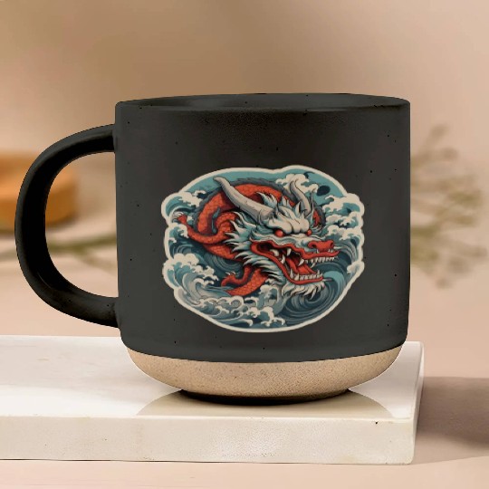 Japanese Dragon Pottery Mugs