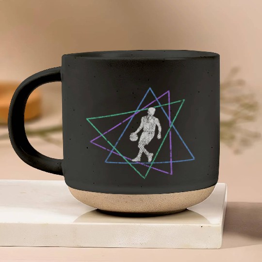 Geometric Basketball Dribble Pottery Mugs