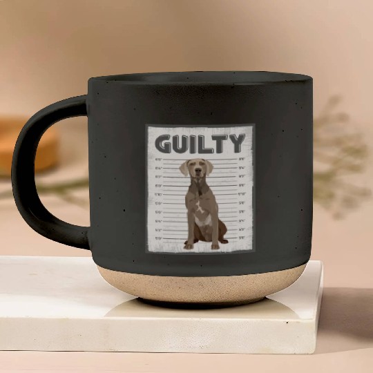 Guilty Weimaraner Mug Shot Pottery Mugs