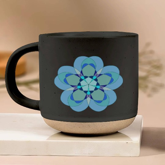Geometric Blue Snowflake Pottery Mugs