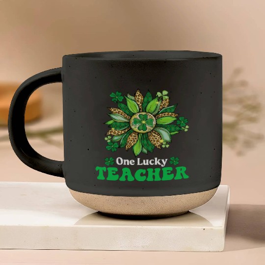 One Lucky Teacher St Patrick s Day Sunflower Pottery Mugs