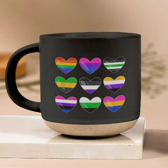 Lesbian And Gay Flag LGBTQ LGBT Rainbow Heart Pottery Mugs
