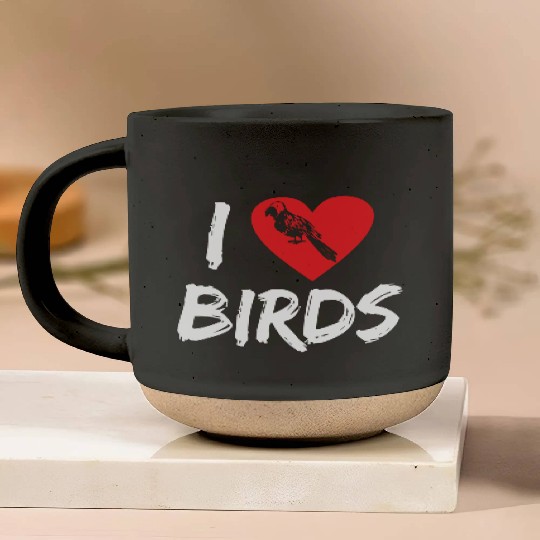 Bird Lover Heart Cute Birdwatcher Parrot Heron Pottery Mugs