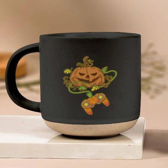 Halloween Jack O Lantern Video Game Controller Pottery Mugs