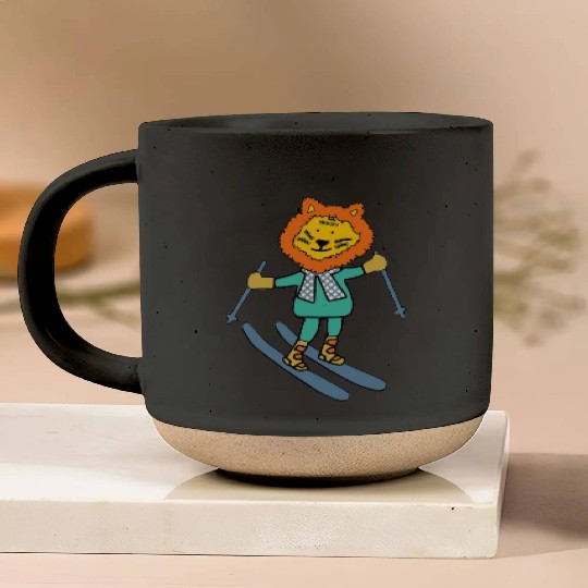 Liger skiing with fancy scarf Pottery Mugs