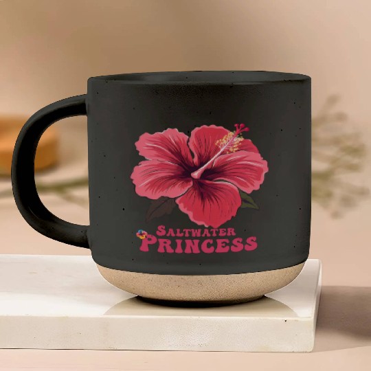 Surfing Girl Hibiscus Pottery Mugs