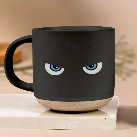 Black Cat Blue Eyes | Halloween Gift For Cat Lover Pottery Mugs