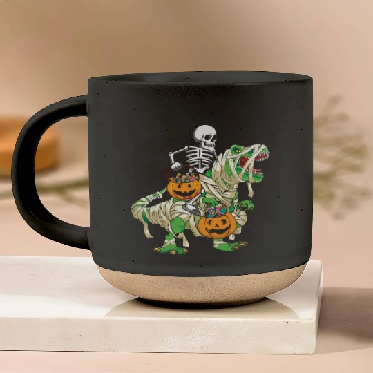 Skeleton Dinosaur Pumpkin Lazy Creepy Halloween Pottery Mugs