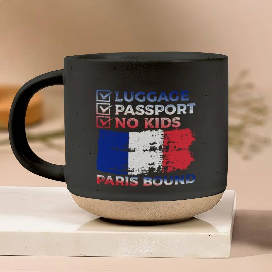 Luggage Passport No Kids France Bound Vacation Pottery Mugs