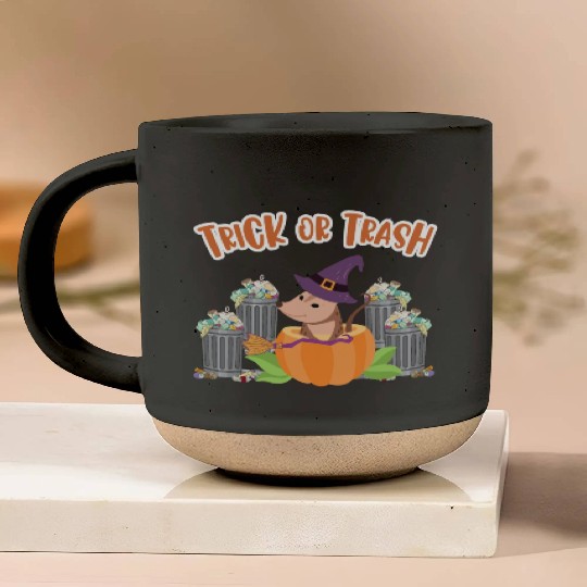 Trick or Trash Happy Halloween Pottery Mugs