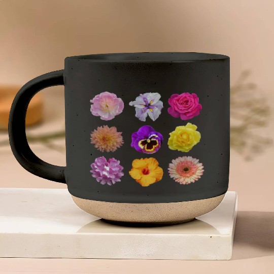 Colorful spring flowers pattern Pottery Mugs