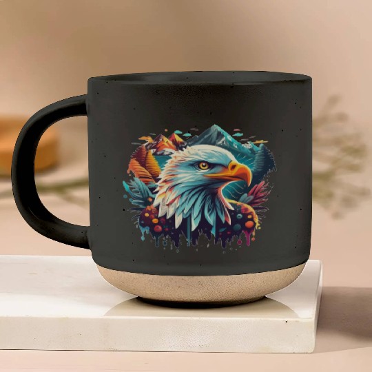 Eagle in front of mountains Pottery Mugs