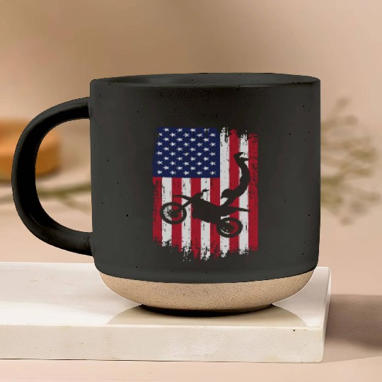 Supercross Freestyle Motocross American Flag Pottery Mugs