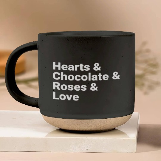 Valentine Hearts Chocolate Roses Love Pottery Mugs