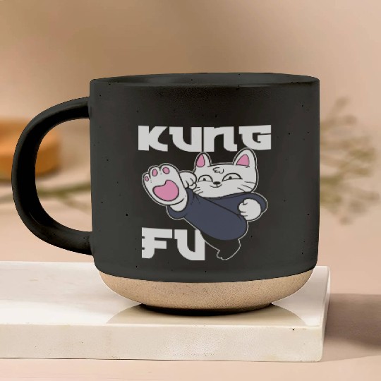 Kung Fu Cat Cat Mom Pottery Mugs