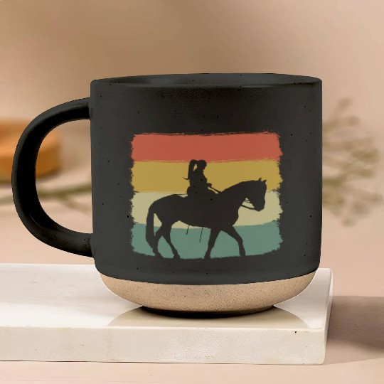 Equestrian Horse Rider Pottery Mugs