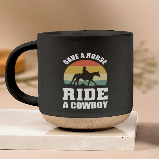 Ride a Cowboy Equestrian Gift Pottery Mugs