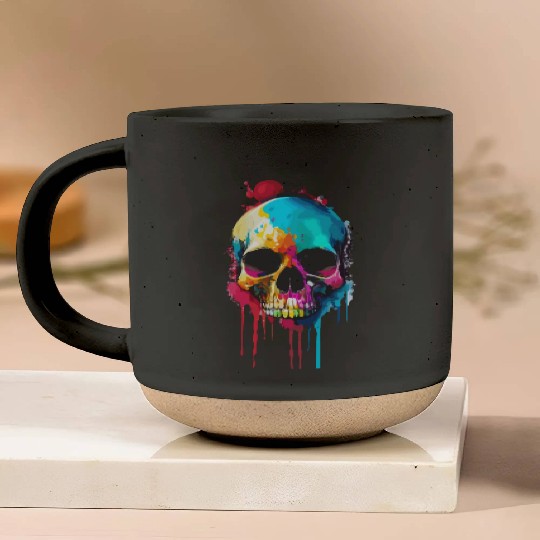 Psychedelic skull meltdown Pottery Mugs