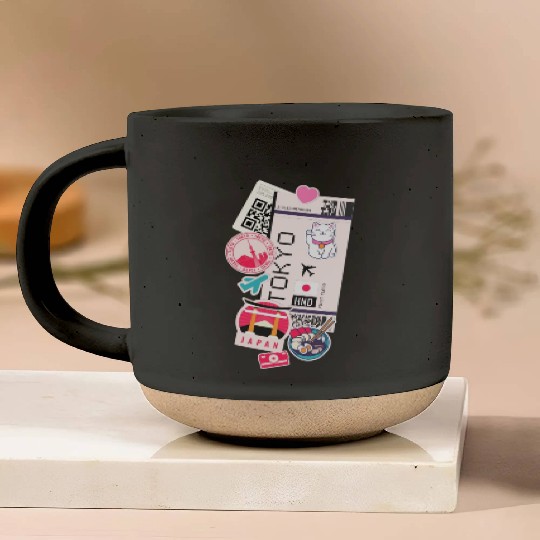 Tokyo Air Ticket Boarding Pass Plane Japan Travel Pottery Mugs