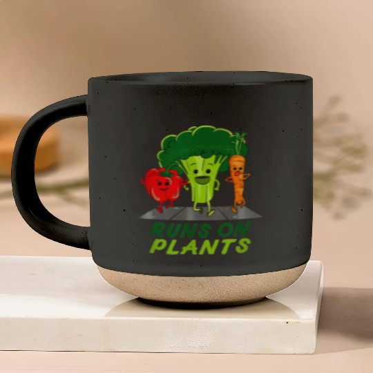 runs on plants vegan vegetarian runner broccoli gi Pottery Mugs