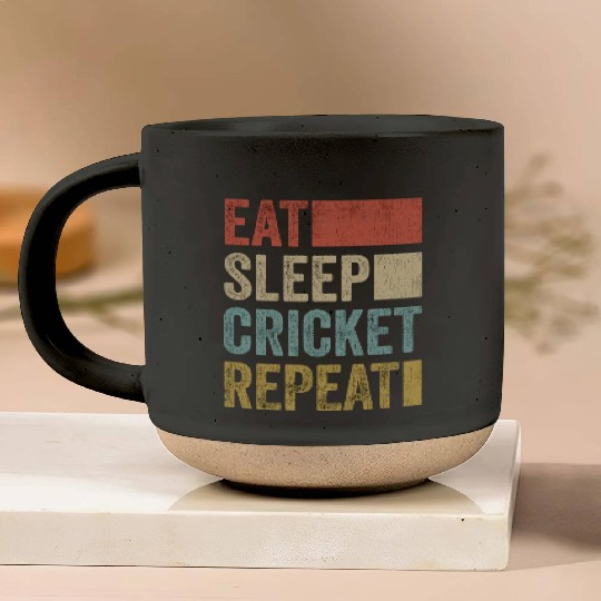 Retro Eat Sleep Cricket Repeat Funny Cricket Pottery Mugs