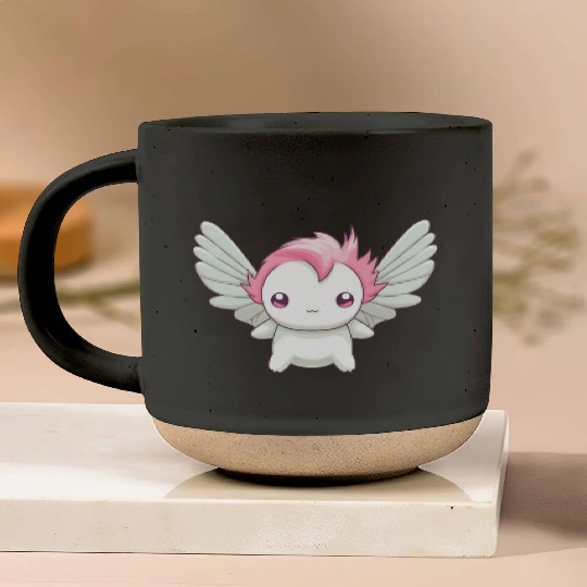 Sweet Axolotl with Angel Wings: Heavenly Design Pottery Mugs