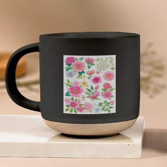 Lavender and Lilac Spring Flowers Pottery Mugs