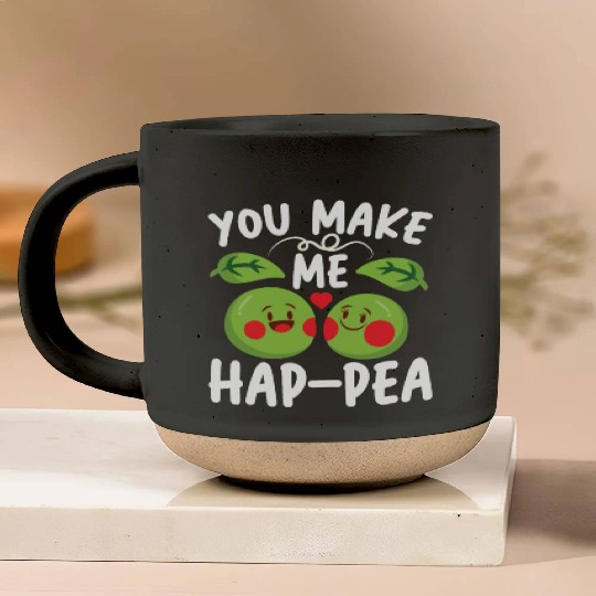 You Make Me Hap-pea for a Husband Wife Bride Pottery Mugs