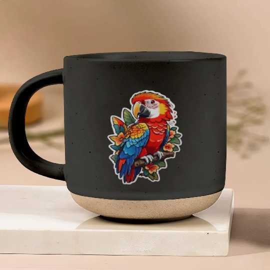 Scarlet Macaw Kawaii Pottery Mugs