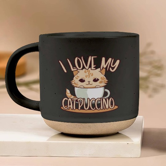 i love my catpuccino - Coffee lover Pottery Mugs