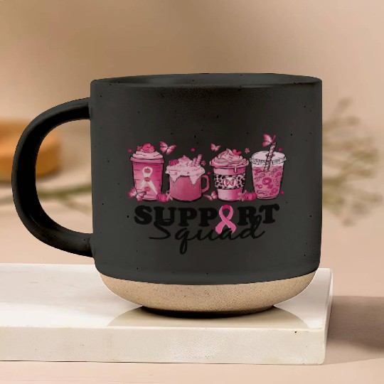 breast cancer coffee support squad Pottery Mugs