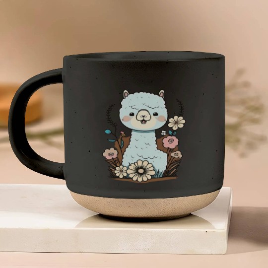 Cute Alpaca Flower Garden Kawaii Llama Lover Pottery Mugs