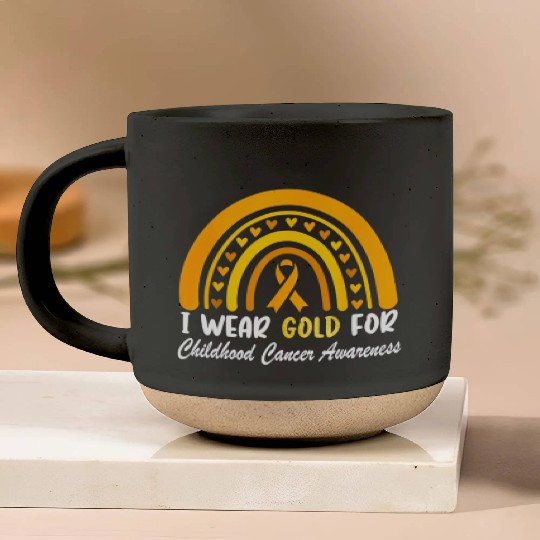 I Wear Gold For Childhood Cancer Awareness Pottery Mugs