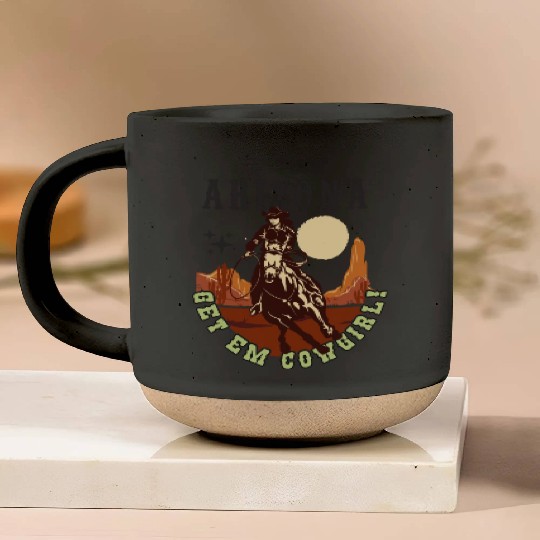 Arizonna Get E'm Cowgirl Pottery Mugs