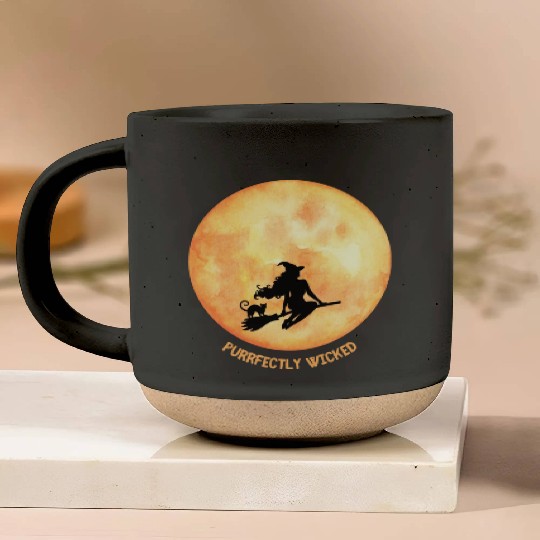 Wicked Cat Witch Funny Halloween Witch Pottery Mugs