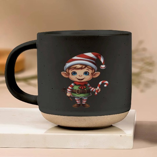 Christmas Elf Candy Cane X-Mas Pajamas Party Pottery Mugs